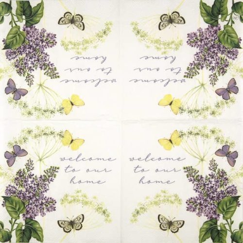 Paper Napkin lilac flower and butterfly