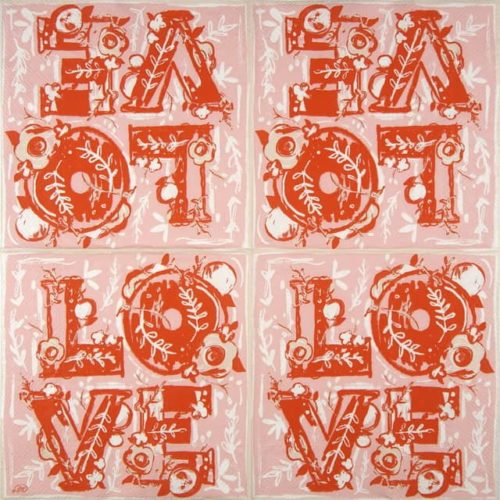 Paper Napkin Floral Love Text