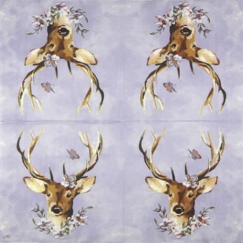 Paper Napkin head of deer on lilac background