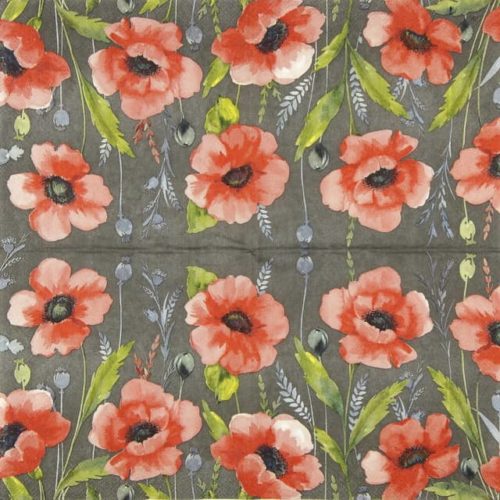 Paper napkin poppies on dark grey background