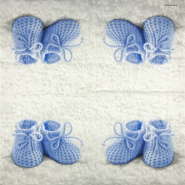 Single Paper Napkin - Baby Boy Booties