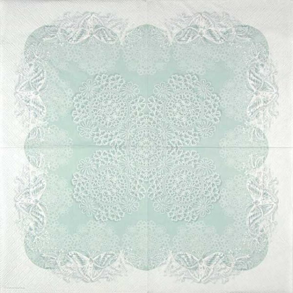 Paper napkin butterfly lace aqua