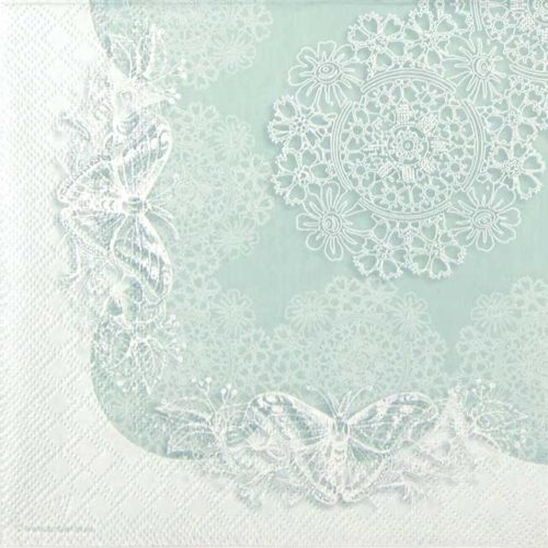 Paper napkin butterfly lace aqua