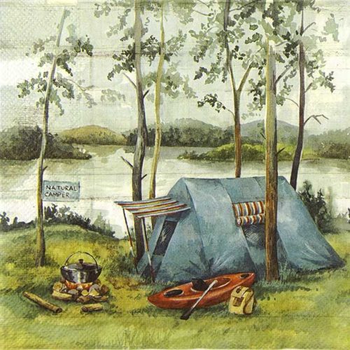 Paper Napkin camping on the river bank