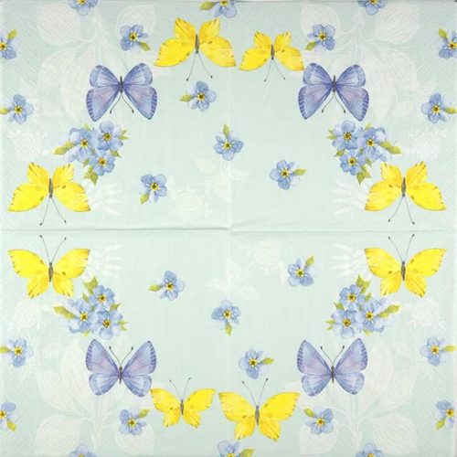 Paper Napkin Blue Yellow Butterflies