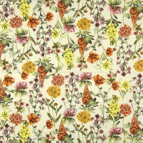 Paper Napkin meadow flowers on cream background