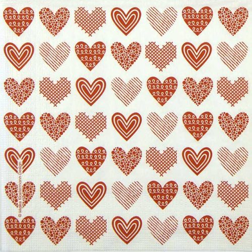 Paper Napkin Red Hearts