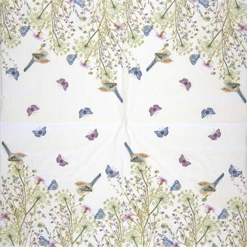 Paper Napkin Spring garden birds