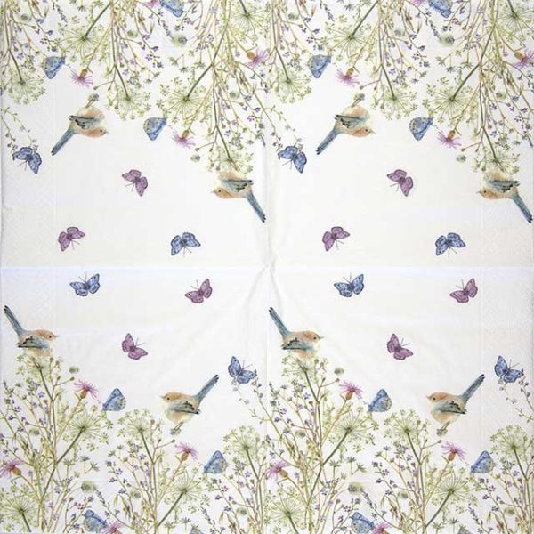 Paper Napkin Spring garden birds