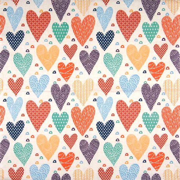 Paper Napkin Colorful Patterned Hearts