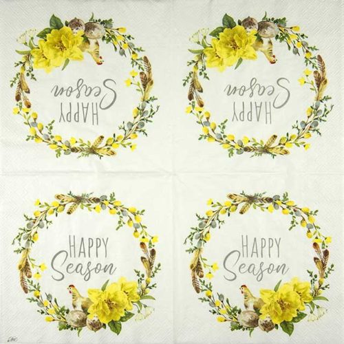 Paper Napkin Easter yellow flower wreath