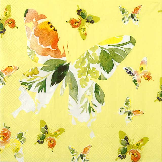 Paper Napkin Butterflies Papillon yellow