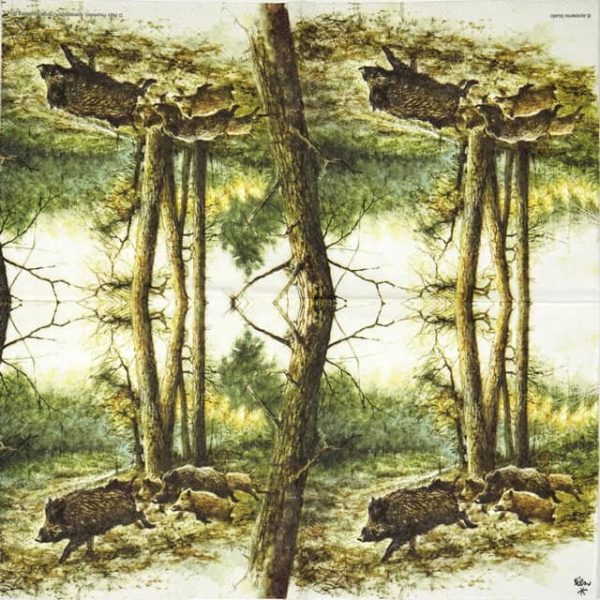 Paper Napkin - Wild Boars in the Woods