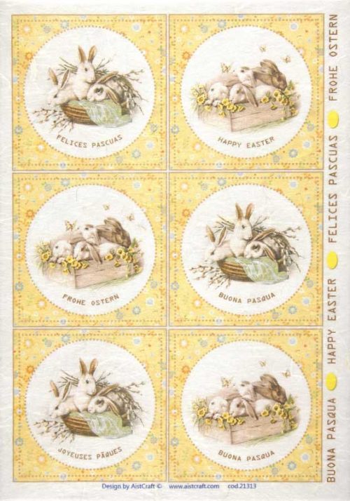 Rice Paper Yellow Easter Bunny Cards