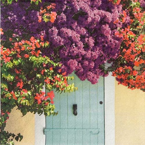 Paper Napkin Door and flowers