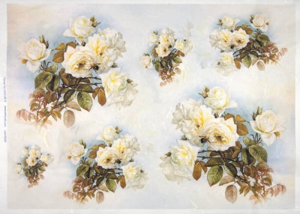 Rice Paper - White Roses