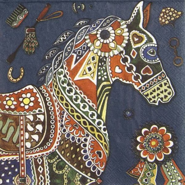 Paper Napkin decorated horse Paper Napkin decorated horse blue