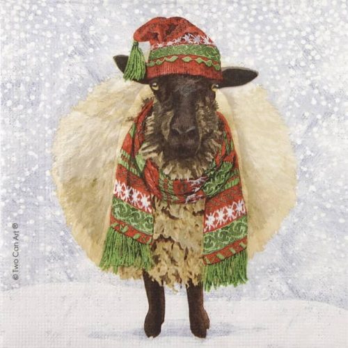 Paper Napkin dressed winter sheep
