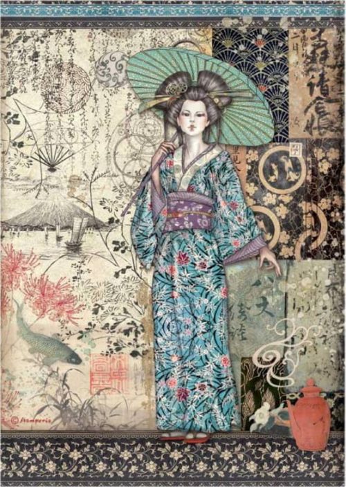 Stamperia Rice Paper A/4 - Sir Vagabond in Japan - Lady - DFSA4612