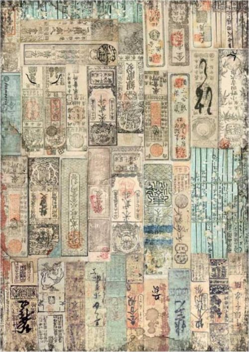 Stamperia Rice Paper A/4 - Sir Vagabond in Japan - Oriental Texture - DFSA4625