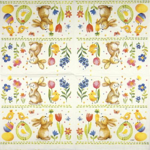 Paper Napkin Easter Rabbits Eggs Flowers