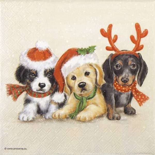 Paper Napkin Christmas Sweet Dogs