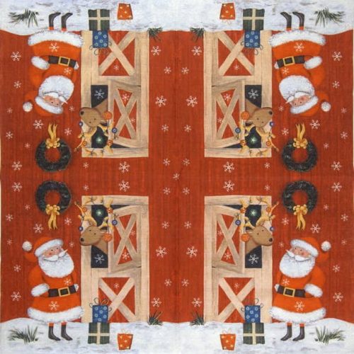 Paper napkin Santa Claus and reindeer