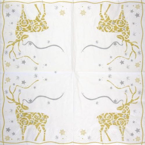 Paper Napkin Mystic Deer gold/white