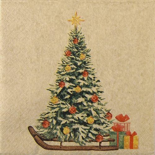 Paper Napkin ChristmasTree on Sledge