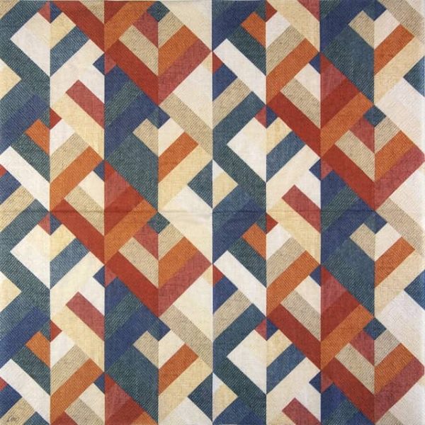 Paper Napkin Simple Geometric Patterns blue terracotta