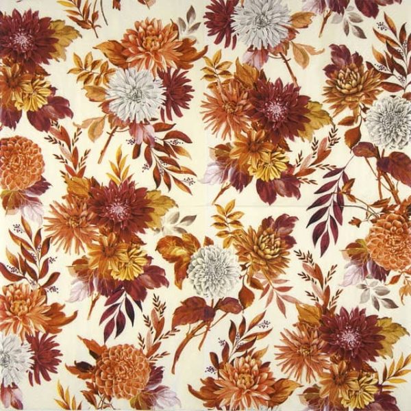 Paper Napkins Dahlia flowers on cream background