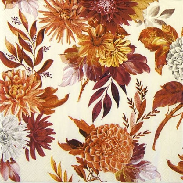 Paper Napkins Dahlia flowers on cream background