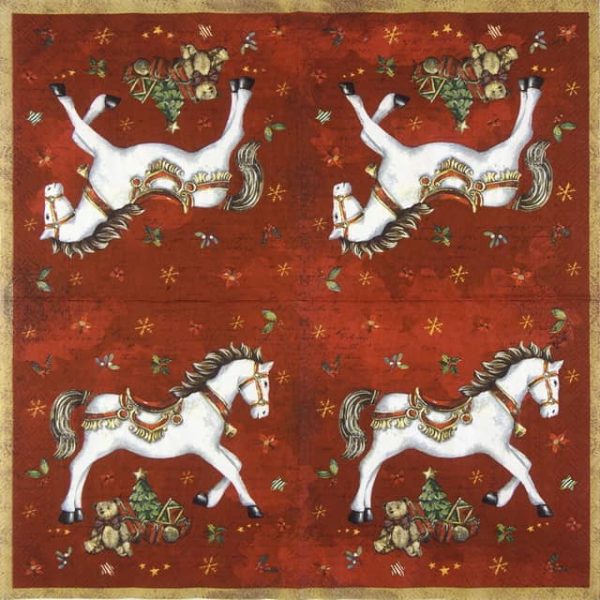 Paper Napkin Christmas Festive Horse red