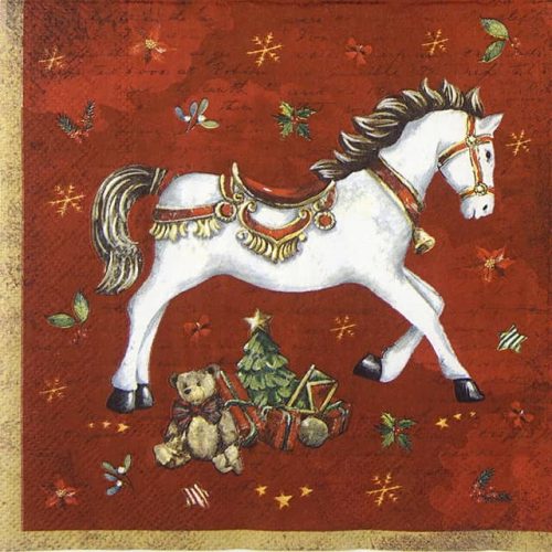 Paper Napkin Christmas Festive Horse red