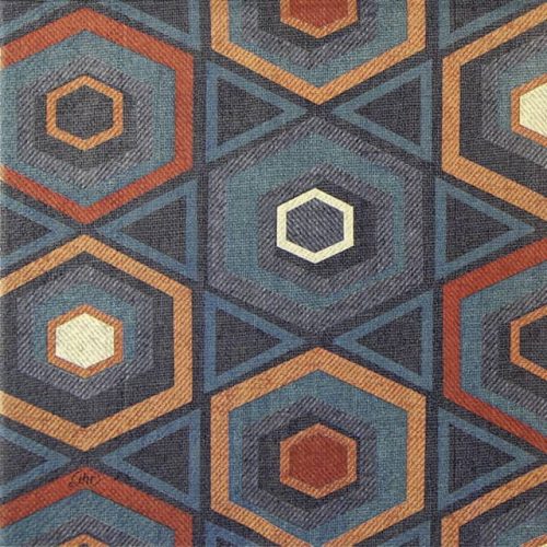 Paper Napkin Hexagon tiles blue terracotta