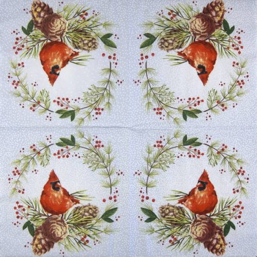 Paper Napkin Winter Cardinal Wreath