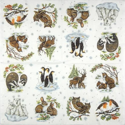 Paper Napkin Winter Animals
