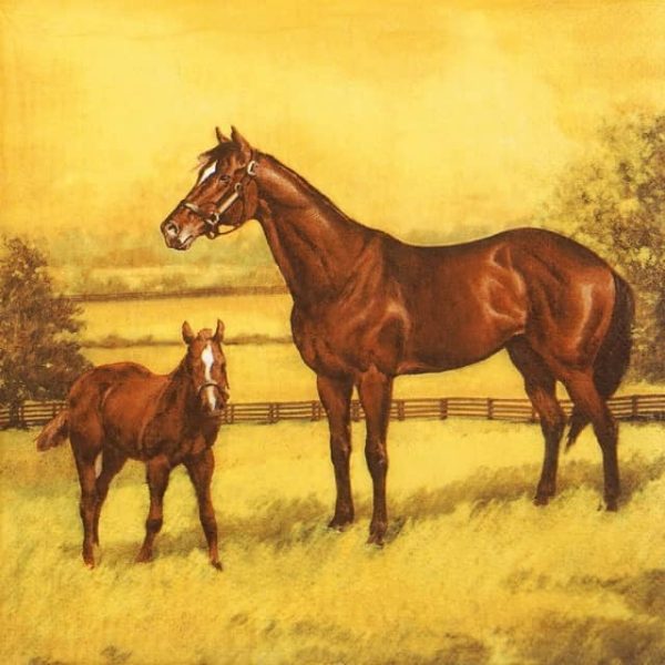 Single Paper Napkin - Mare with a Colt Painting