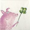 Paper Napkin Lucky Pig with clover