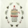 Paper Napkin fairy with Christmas presents cream red