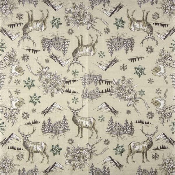 Paper Napkin Winter Lodge cream