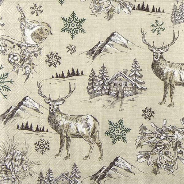 Paper Napkin Winter Lodge cream