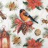 Paper Napkin Christmas Bullfinch with Lampion