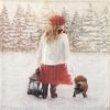 Paper Napkin a Girl with a dog in the snow