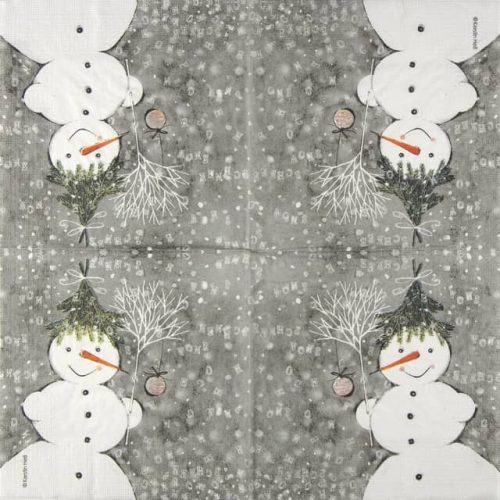 Paper Napkin Snowman on a gery background