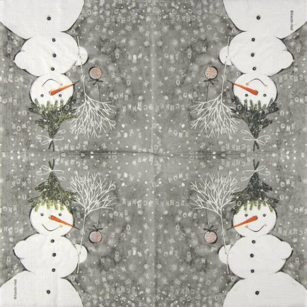 Paper Napkin Snowman on a gery background