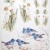 Rice Paper Decoupage Blue Birds and Daises