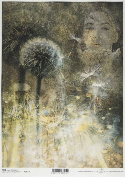 Rice Paper Decoupage Painted Dandelions