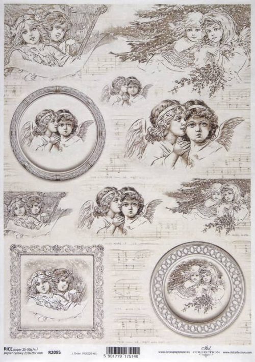 Rice Paper Decoupage Music angels