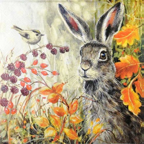 Paper Napkin - Rabbit in Autumn